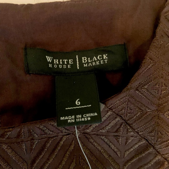 White House Black Market Size 6 Espresso Embroidered Sleeveless Shift Dress NWT - Picture 6 of 12